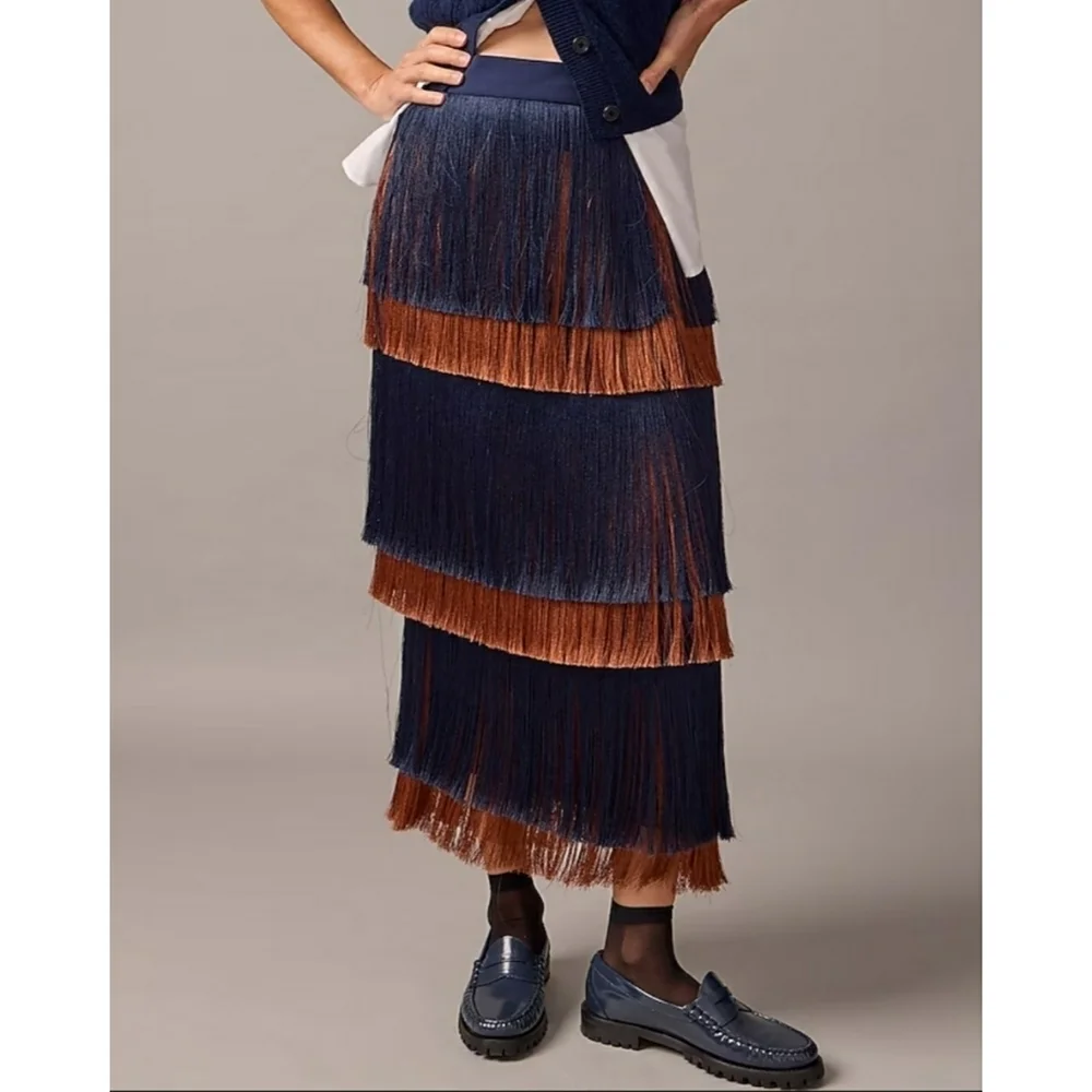 J.Crew Collection tiered fringe skirt